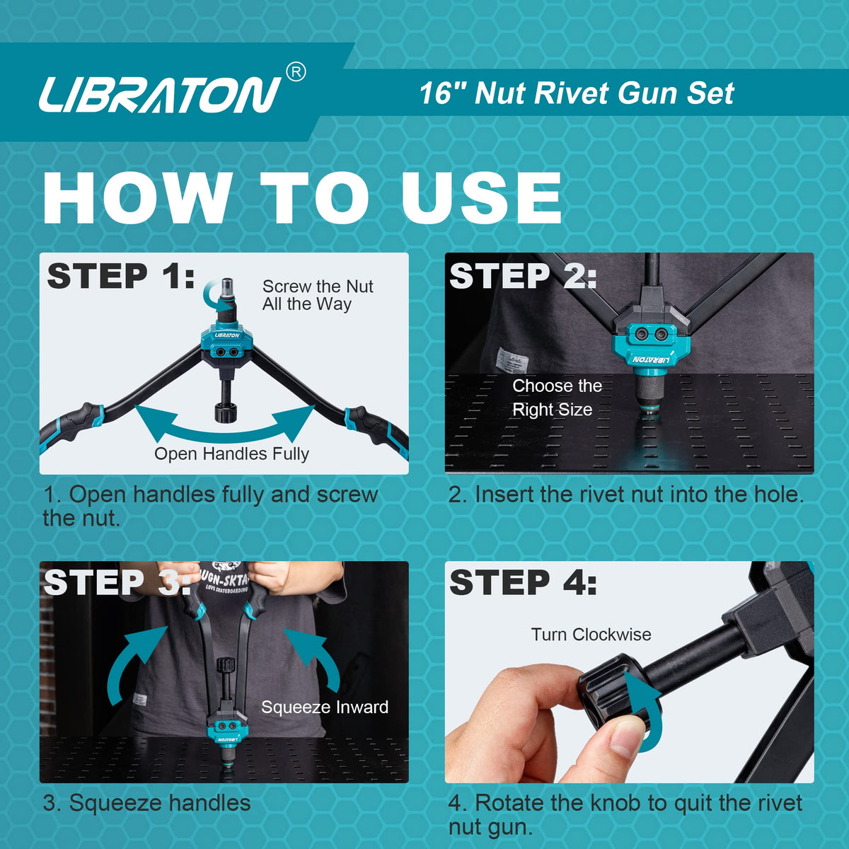 LIBRATON ergonomic TPR handle close-up improving grip and reducing hand fatigue
