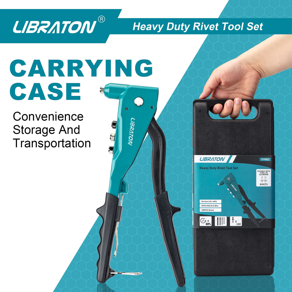 LIBRATON rivets and HSS drill bits layout enabling full-process riveting