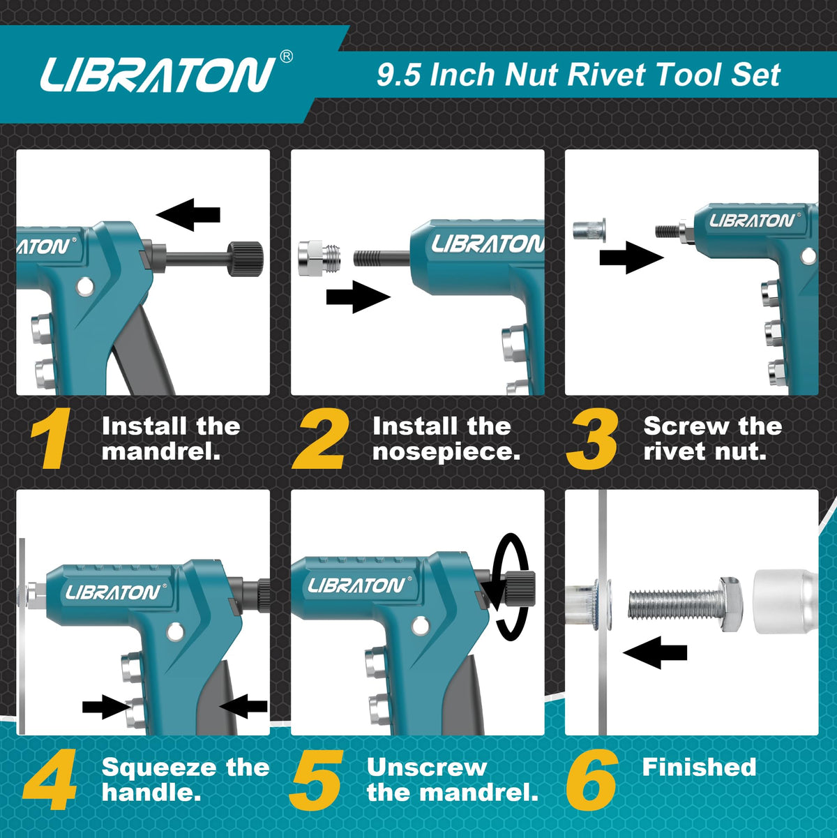 LIBRATON next to ruler showing 9.5-inch scale for leverage benefit