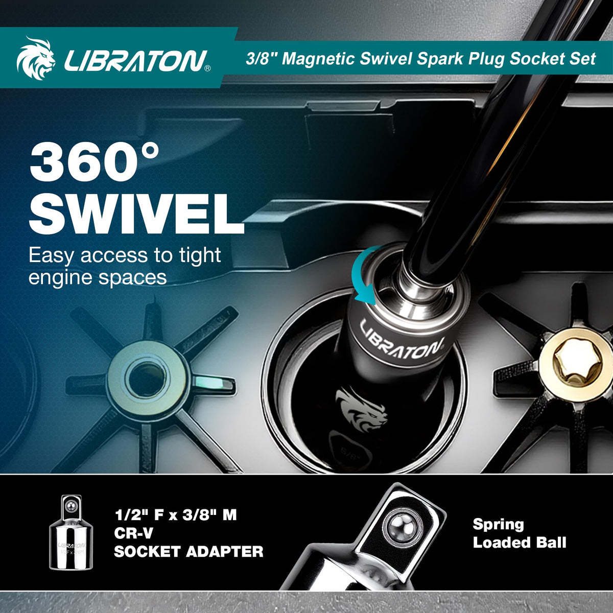 LIBRATON spark plug gap tool and adapter included for maintenance tasks