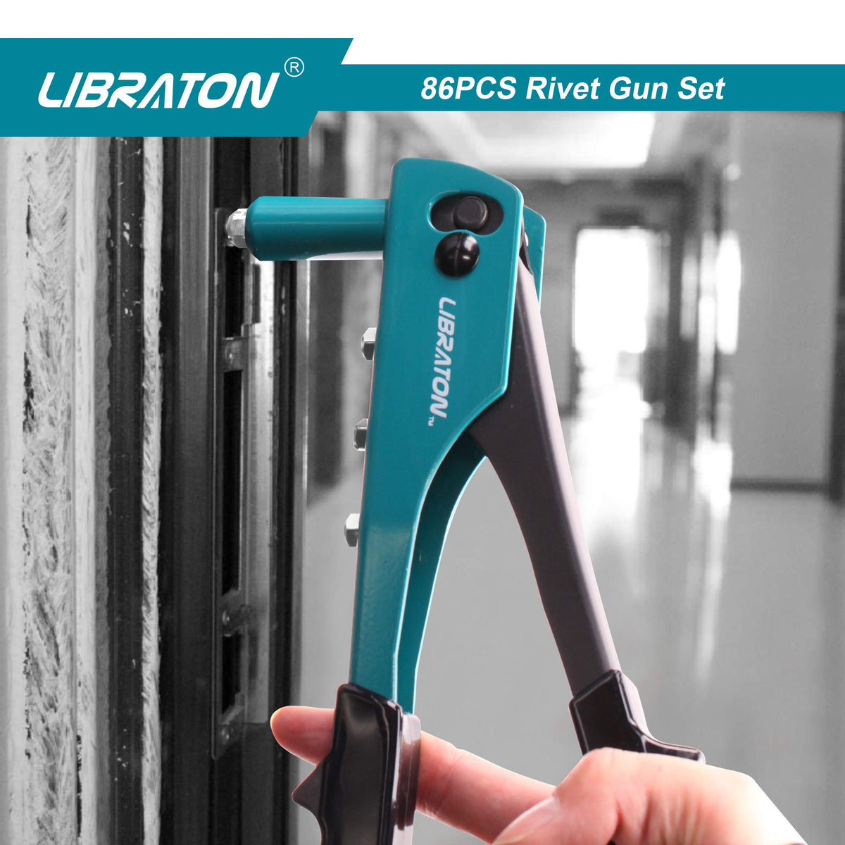 LIBRATON rivet gun fastening an automotive panel for secure joins