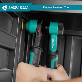 LIBRATON tool in use on sheet metal showing precise insert placement