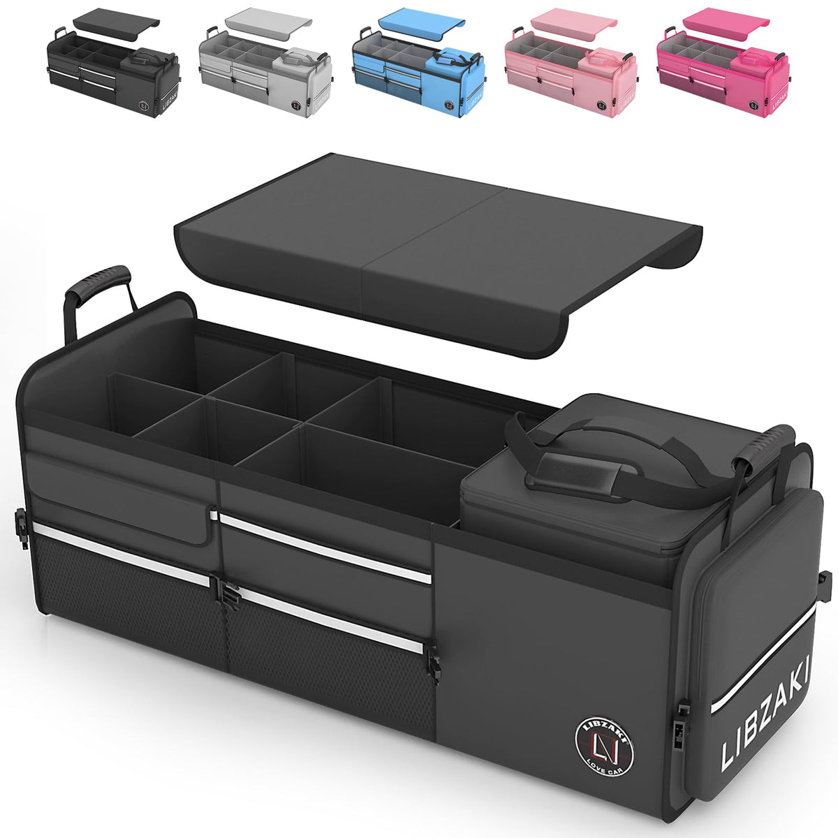 LIBZAKI front view fully assembled showing organized storage and stability