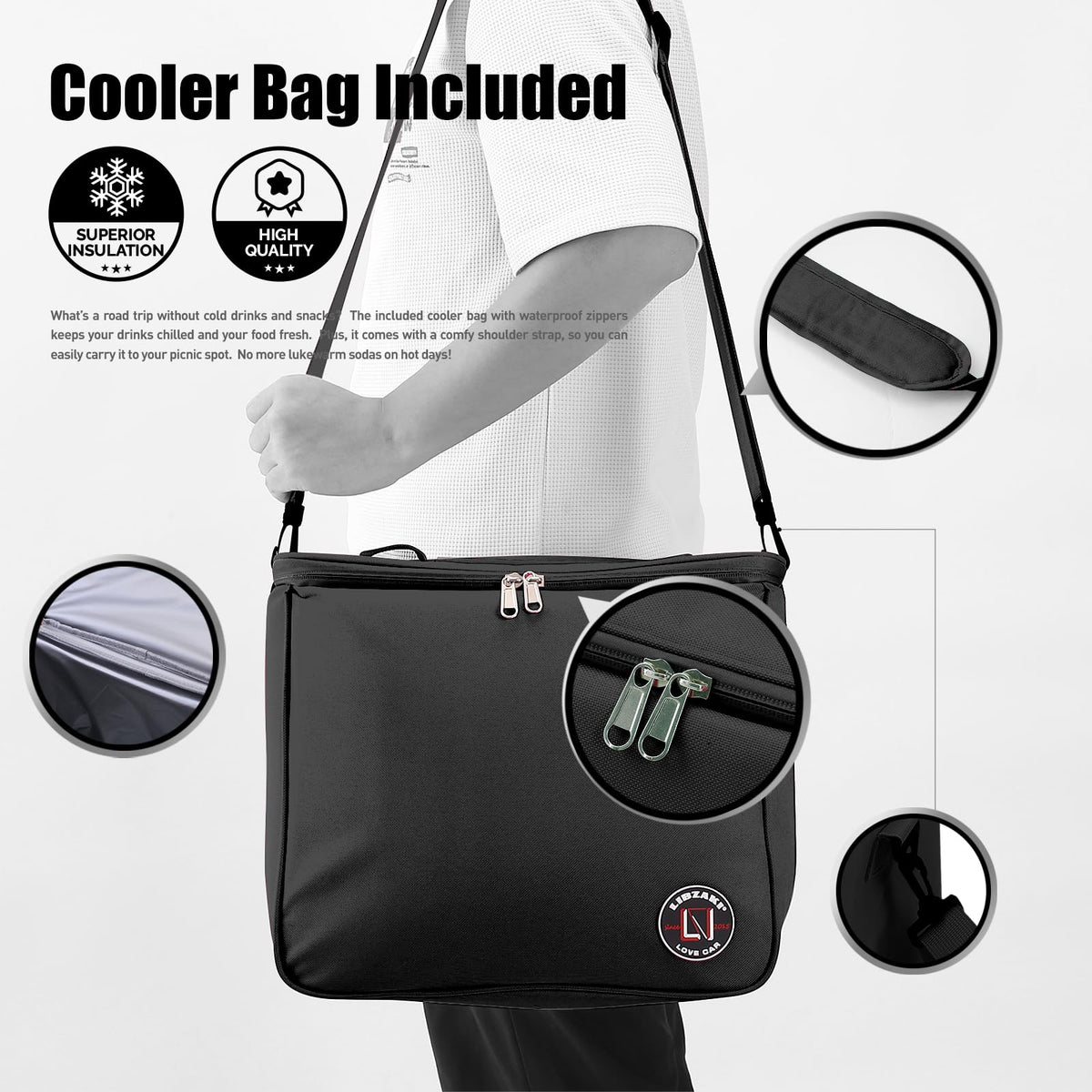 LIBZAKI side pockets and reflective strip for quick access and visibility