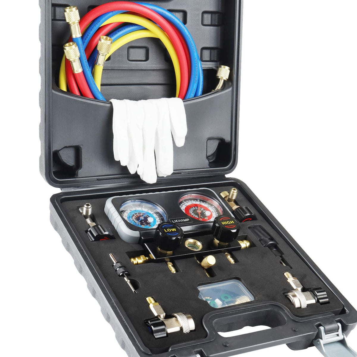 Lichamp A302 front panel showing dual gauges and valves for fast diagnostics