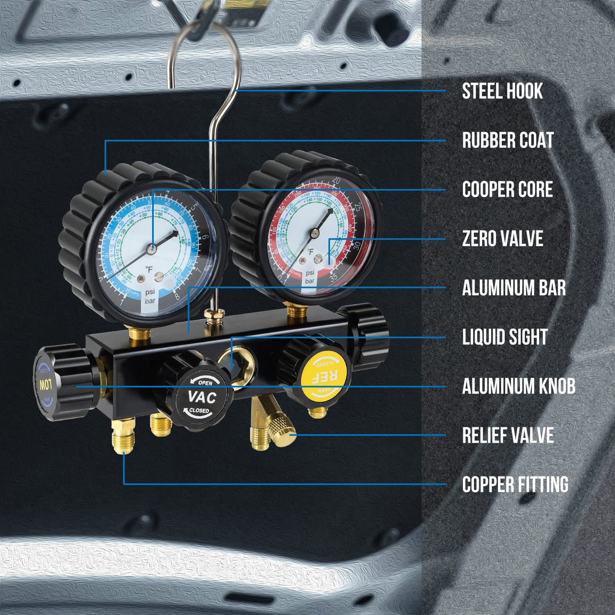 Lichamp can tap and adapters ready for charging refrigerant cans safely