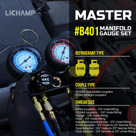 Lichamp closeup gauges clear dials for quick pressure readings