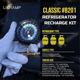 Lichamp clear gauge and 5 ft hose close-up showing readable dials and durable fittings