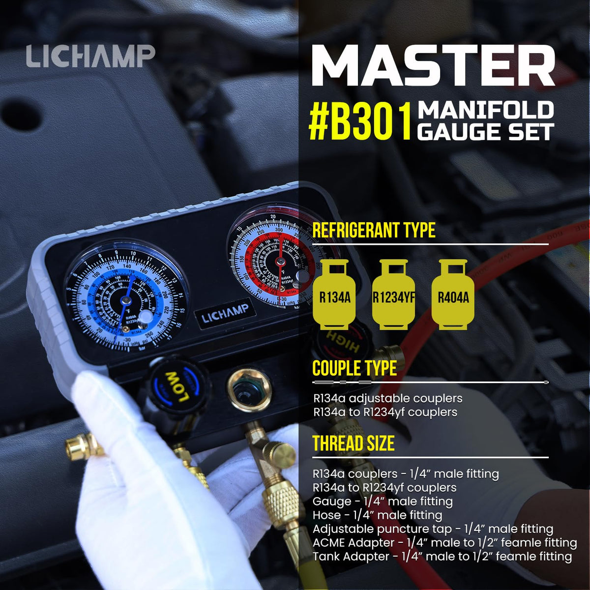 Lichamp closeup of large colored dials for easy pressure reading and safer diagnostics