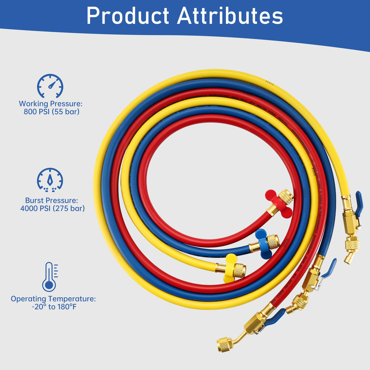 Lichamp hose laid beside ruler to show 60-inch length for improved reach in tight spaces