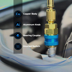 Lichamp hose stretched to show 5 ft reach and safe working pressure for convenience