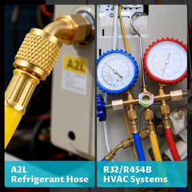 Lichamp hose in an automotive engine bay demonstrating easier refrigerant access