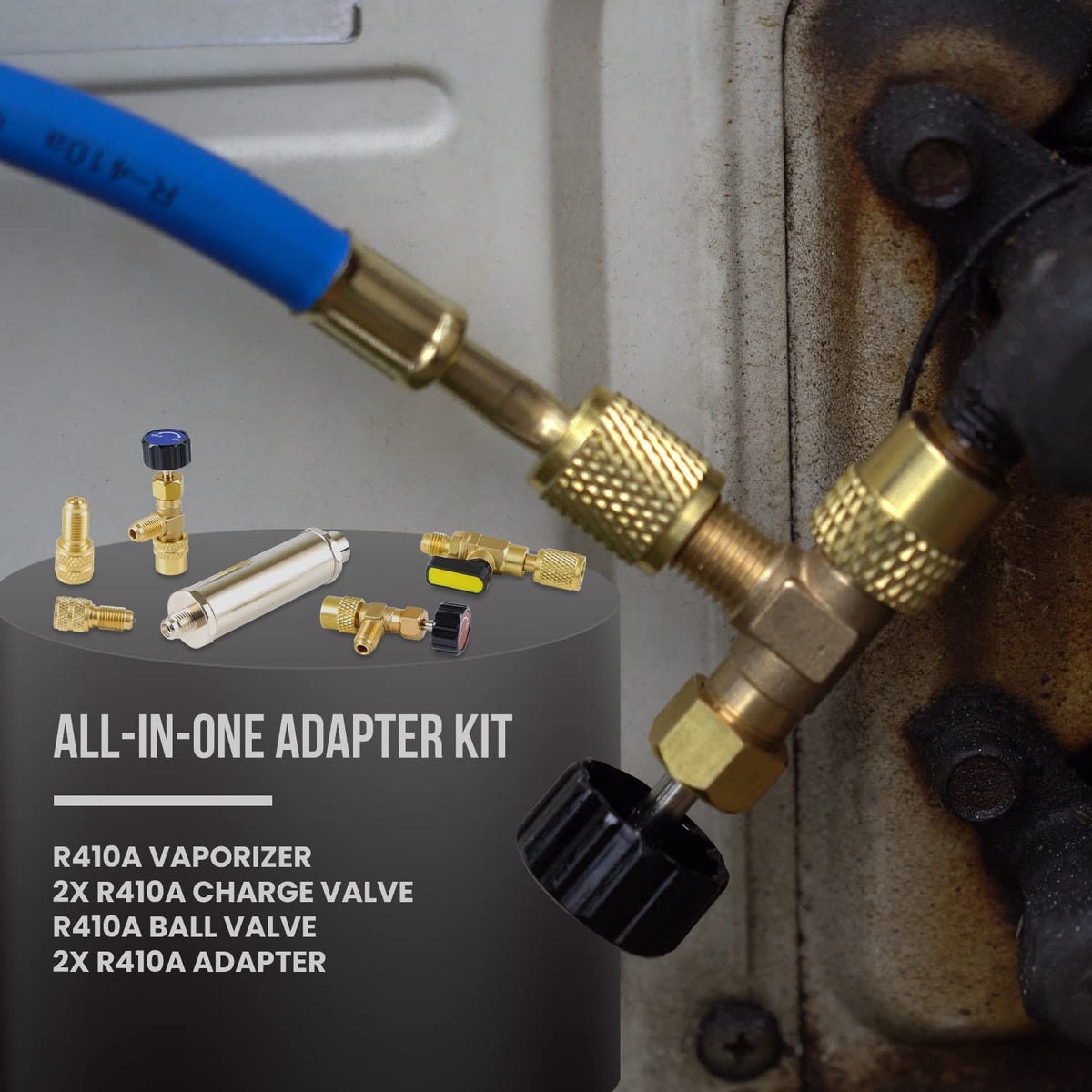 Lichamp kit in use by technician for efficient HVAC charging and troubleshooting