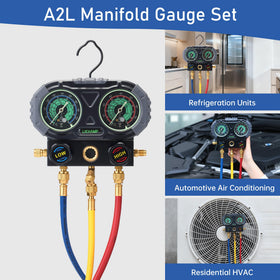 Lichamp on workbench with manifold and tools illustrating organized workflow and technician efficiency