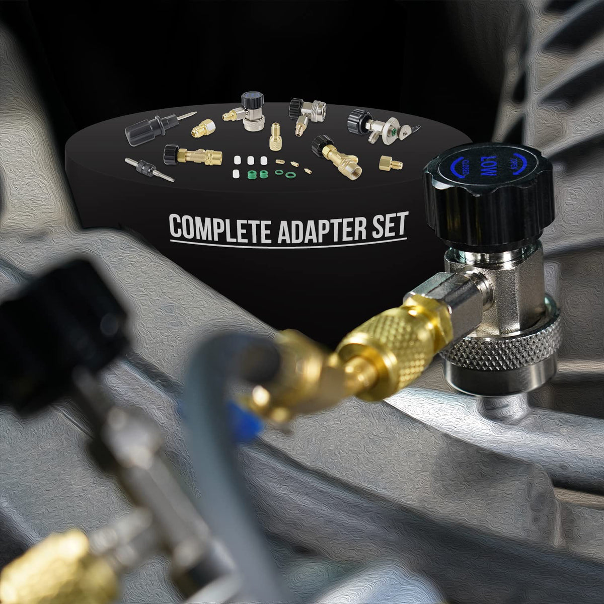 Lichamp manifold connected to vehicle AC for efficient onsite diagnosis