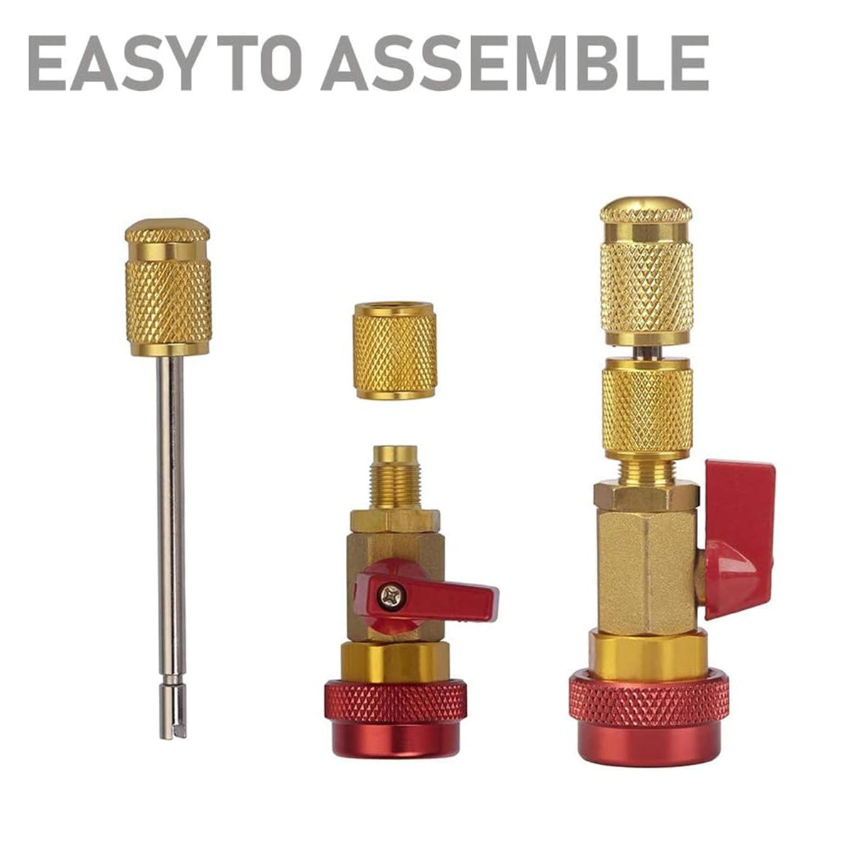Lichamp R1234YF connector mounted on port illustrating safe modern refrigerant service