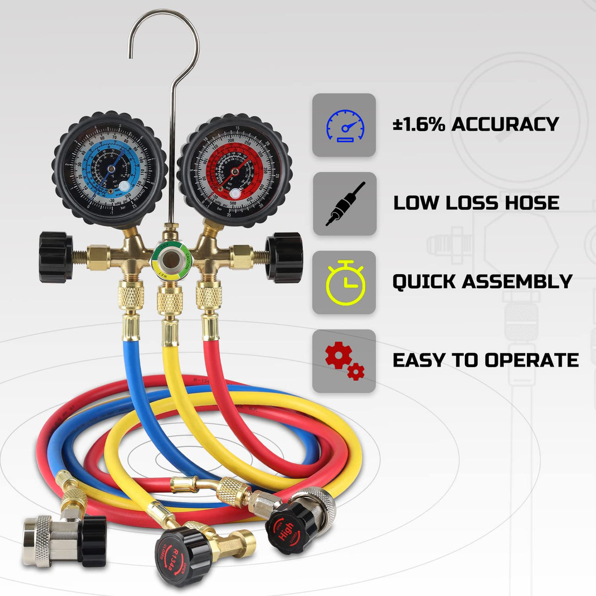 Lichamp sight glass close-up to monitor refrigerant flow and avoid overcharge