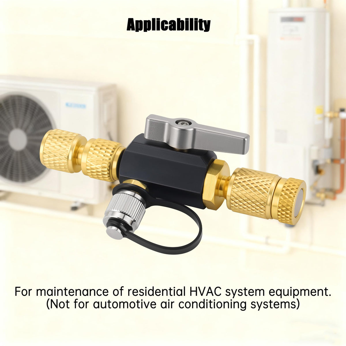 Lichamp tool mounted on HVAC equipment during service to minimize refrigerant loss