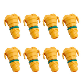 LIDSCURA front view of eight oil drain plugs showing kit and packaging, clear parts identification