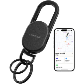 LifeChé front view showing sleek stainless steel keychain and tracker for secure carry