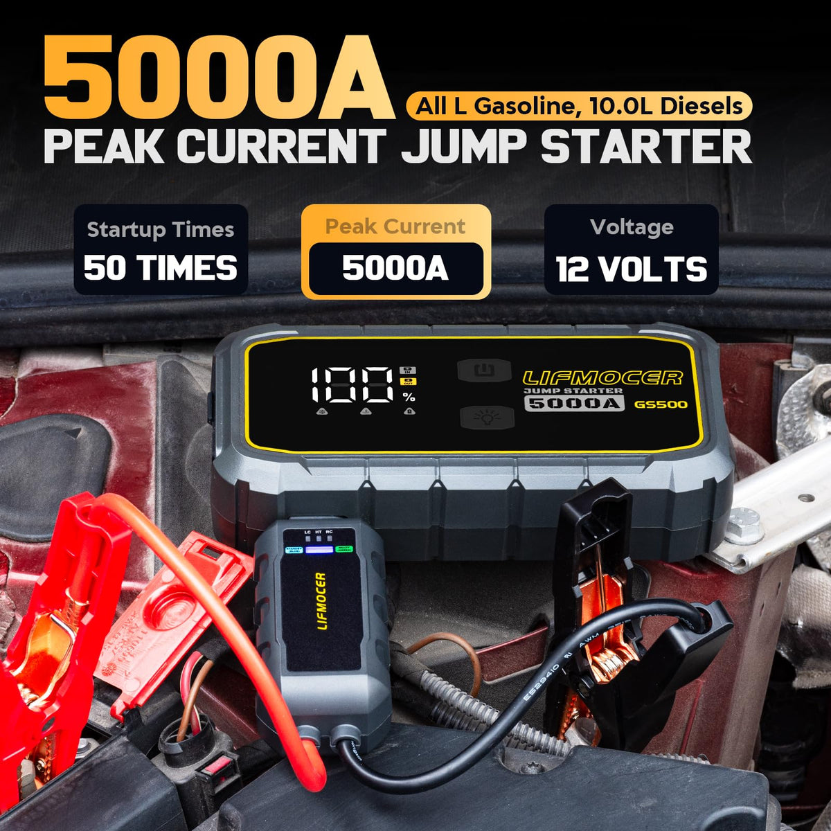 LIFMOCER GS500 LCD display with battery level for clear status updates