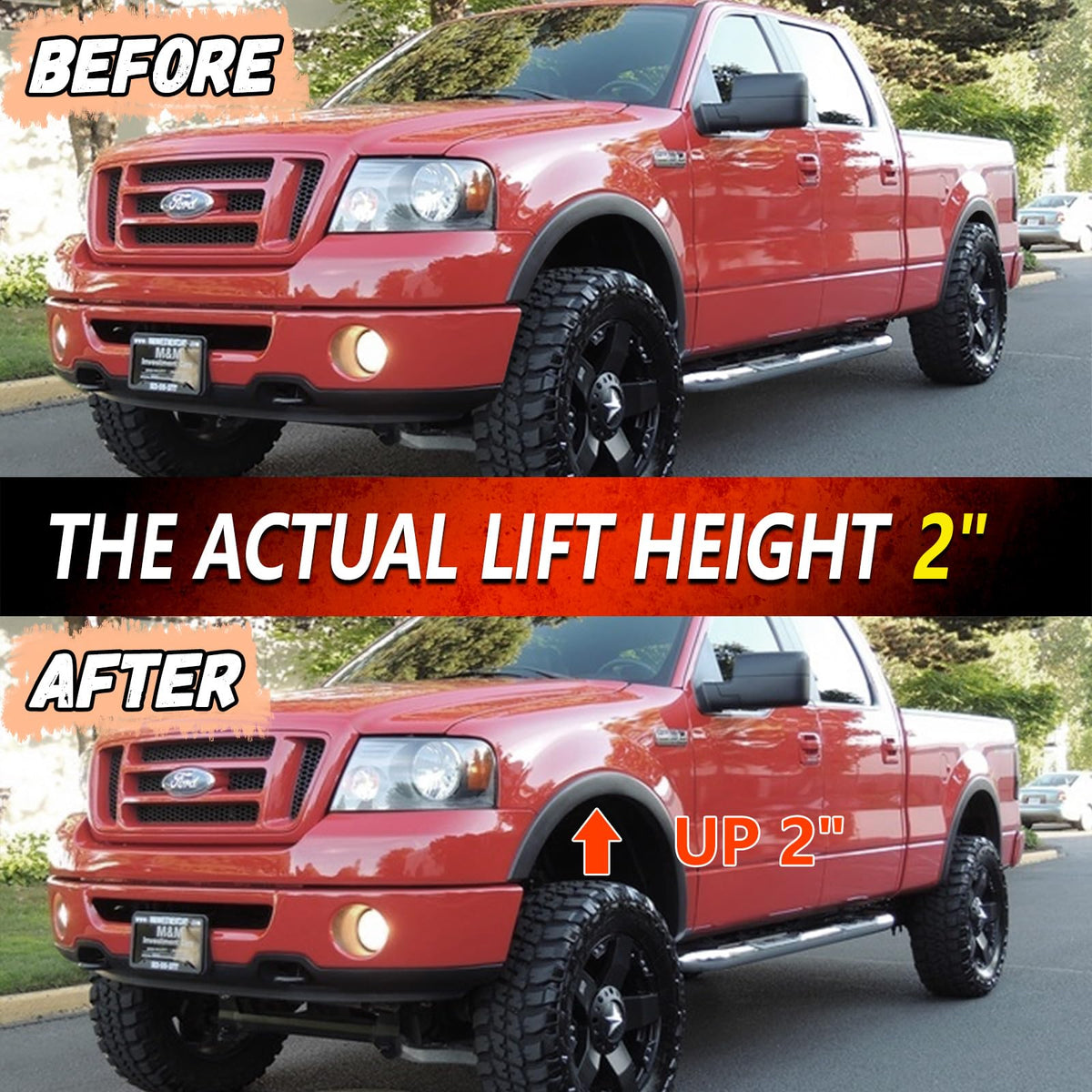 Lifronkit before and after height comparison showing improved clearance