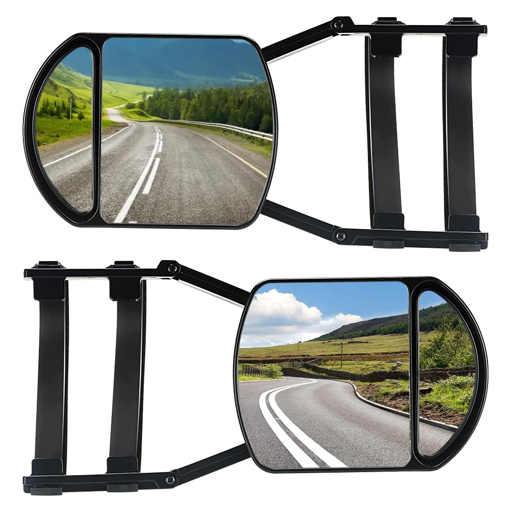 Lifronkit front view of clip-on towing mirror showing full coverage benefit