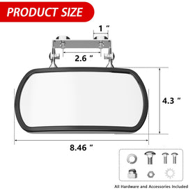 Lifronkit mirror next to ruler showing compact size and large reflective area