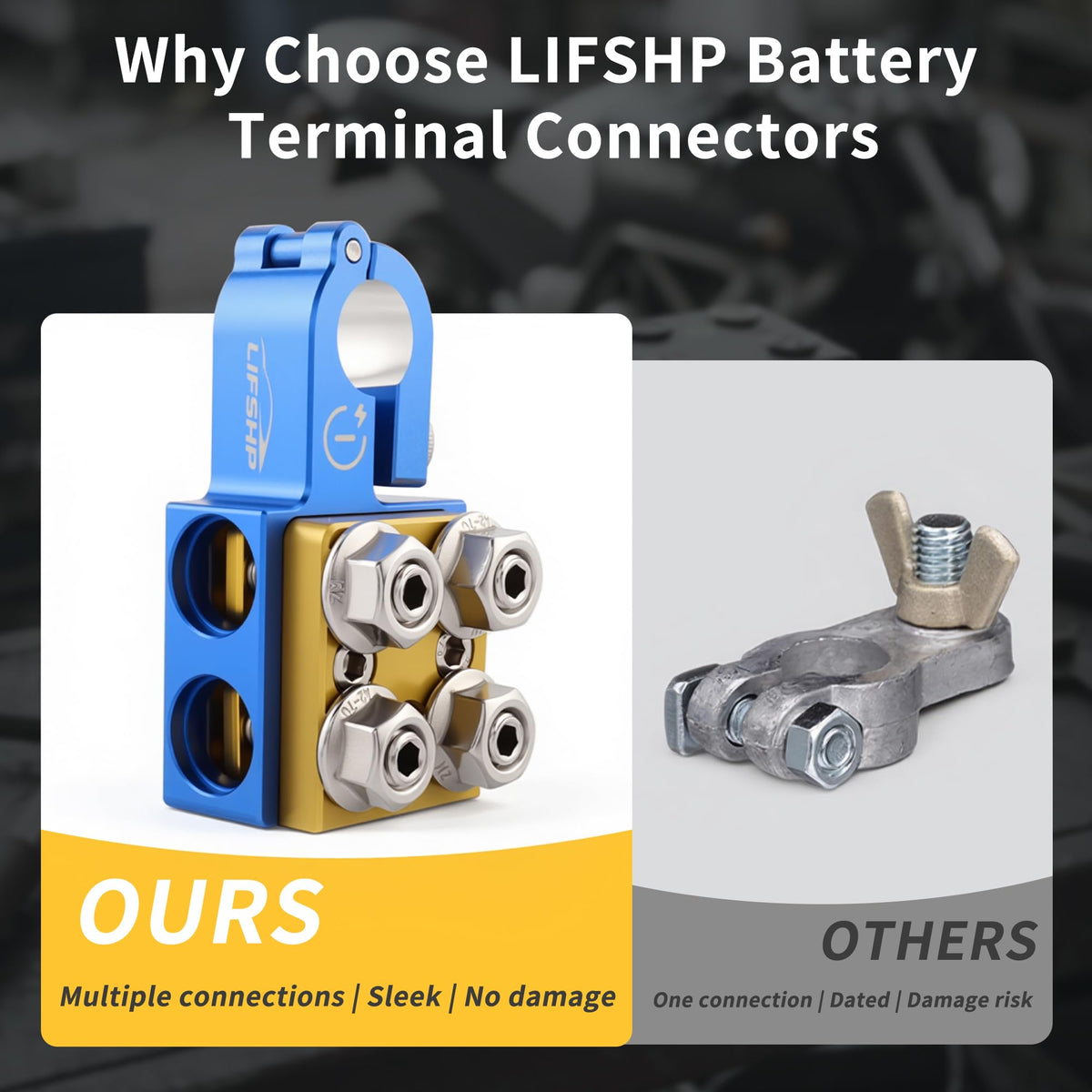 LIFSHP hinge tightening head detail illustrating easy secure clamp installation and reduced post damage
