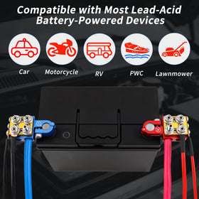LIFSHP terminals installed on a car battery showing clean wiring and improved cable management