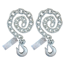 lifstar front packaging view showing two 5/16" x 33" chains and hooks, durable towing safety
