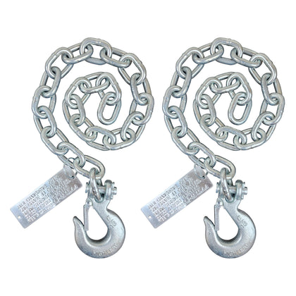 lifstar front packaging view showing two 5/16" x 33" chains and hooks, durable towing safety