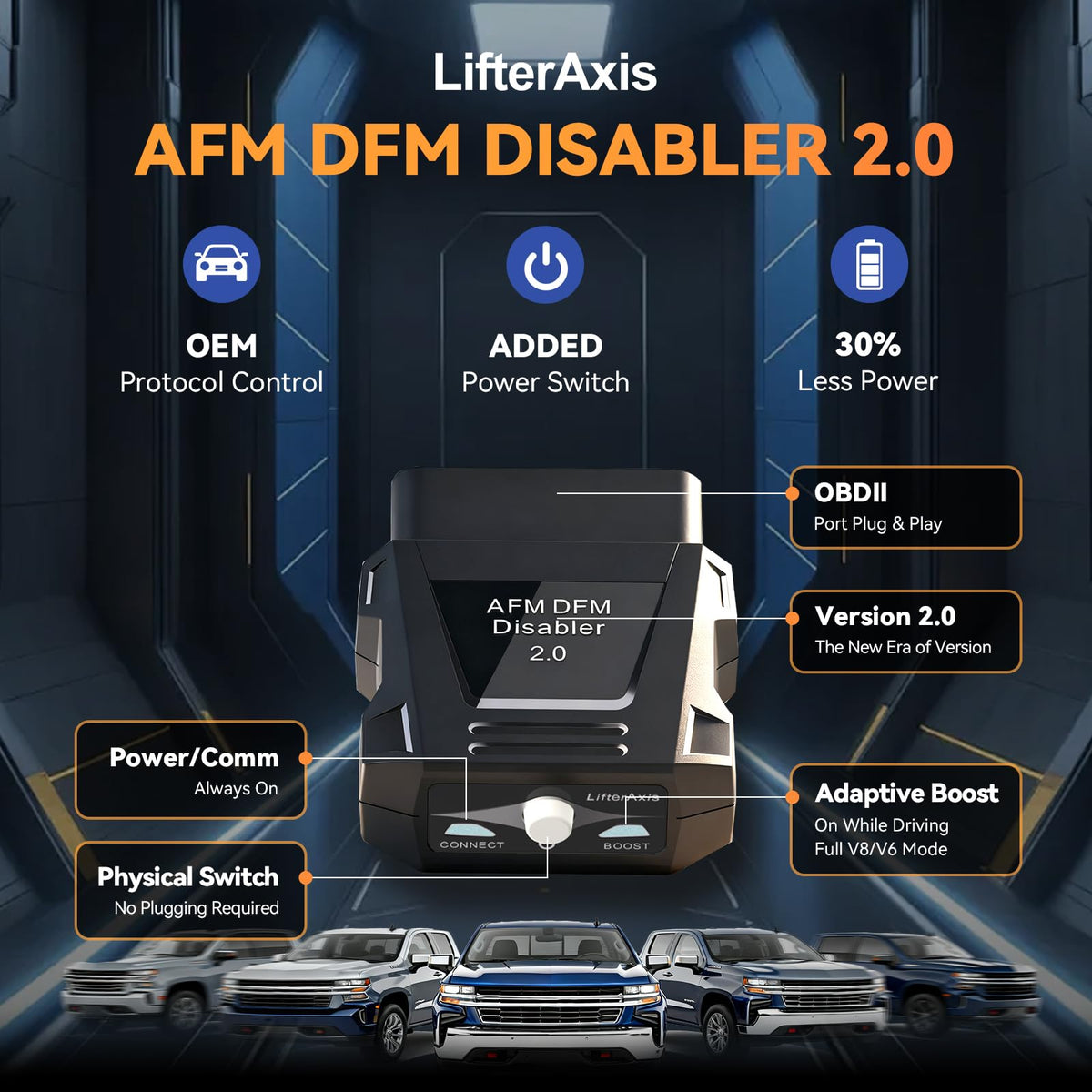 LifterAxis AFM disabler wiring harness and plugs for easy plug-and-play install