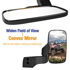 LIHAIPAI mirror mounted on Polaris door demonstrating stable attachment