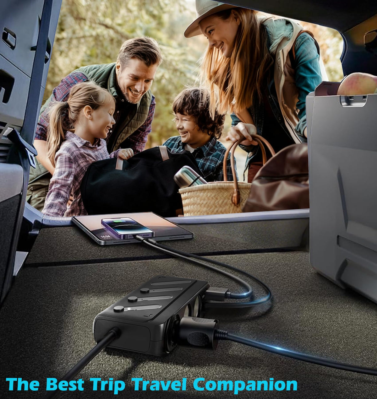 LIHAN five USB ports panel showing multiple device charging convenience