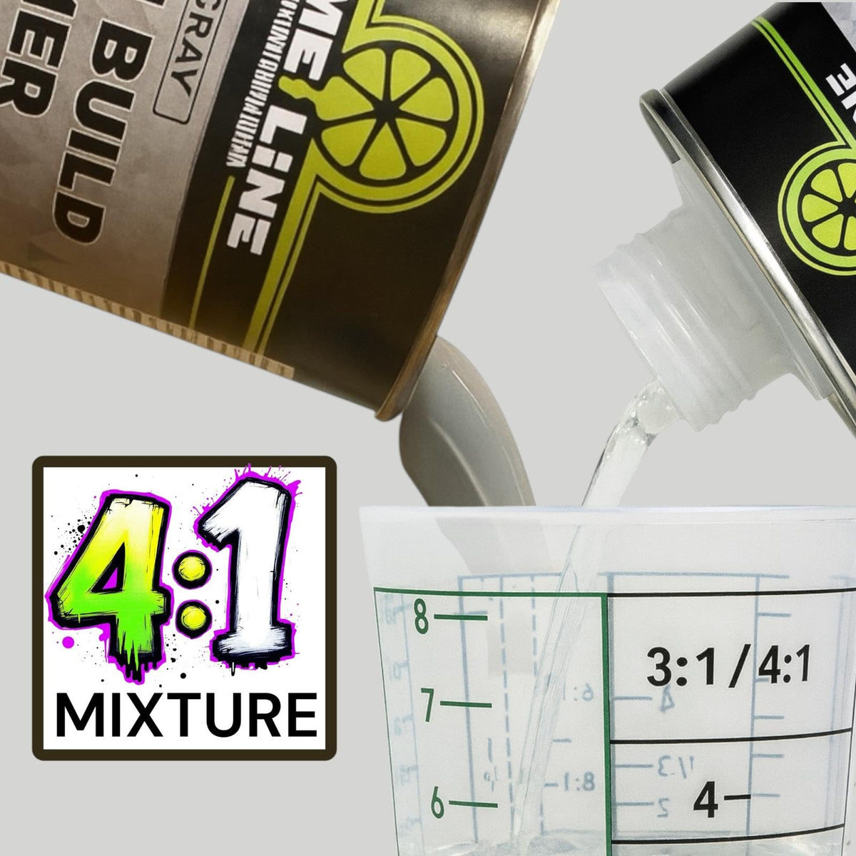 LiME LiNE label close-up with mixing instructions for correct ratio