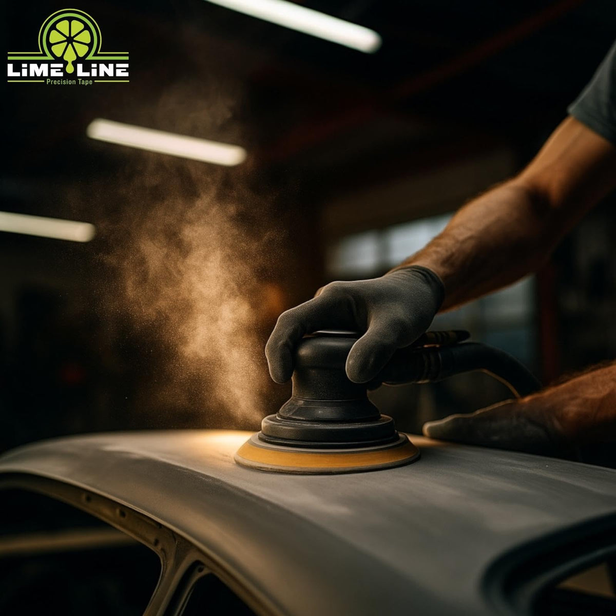 LiME LiNE repaired car panel finished with primer for corrosion protection