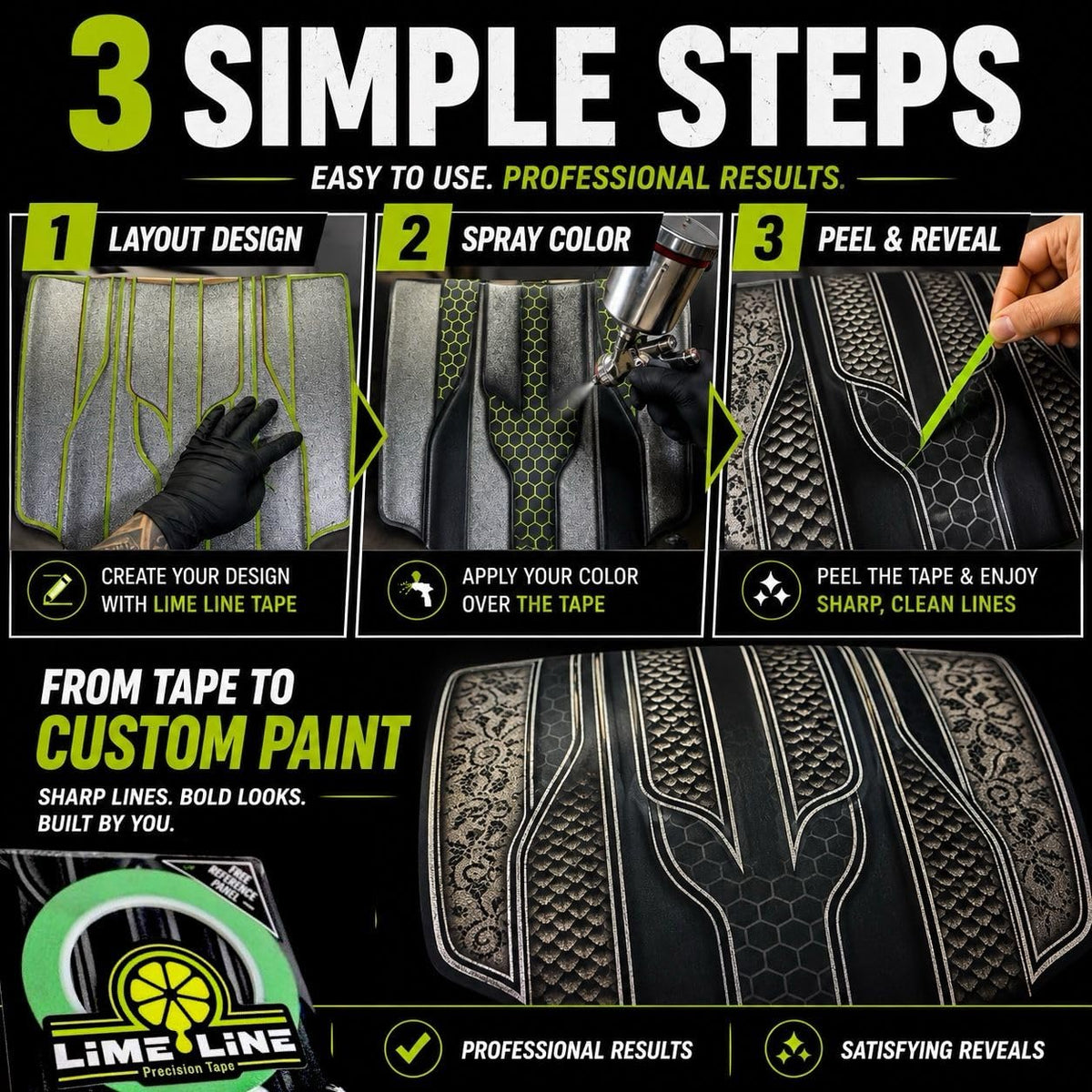 LiME LiNE tape edge detail showing thin 1/8 inch precision benefit