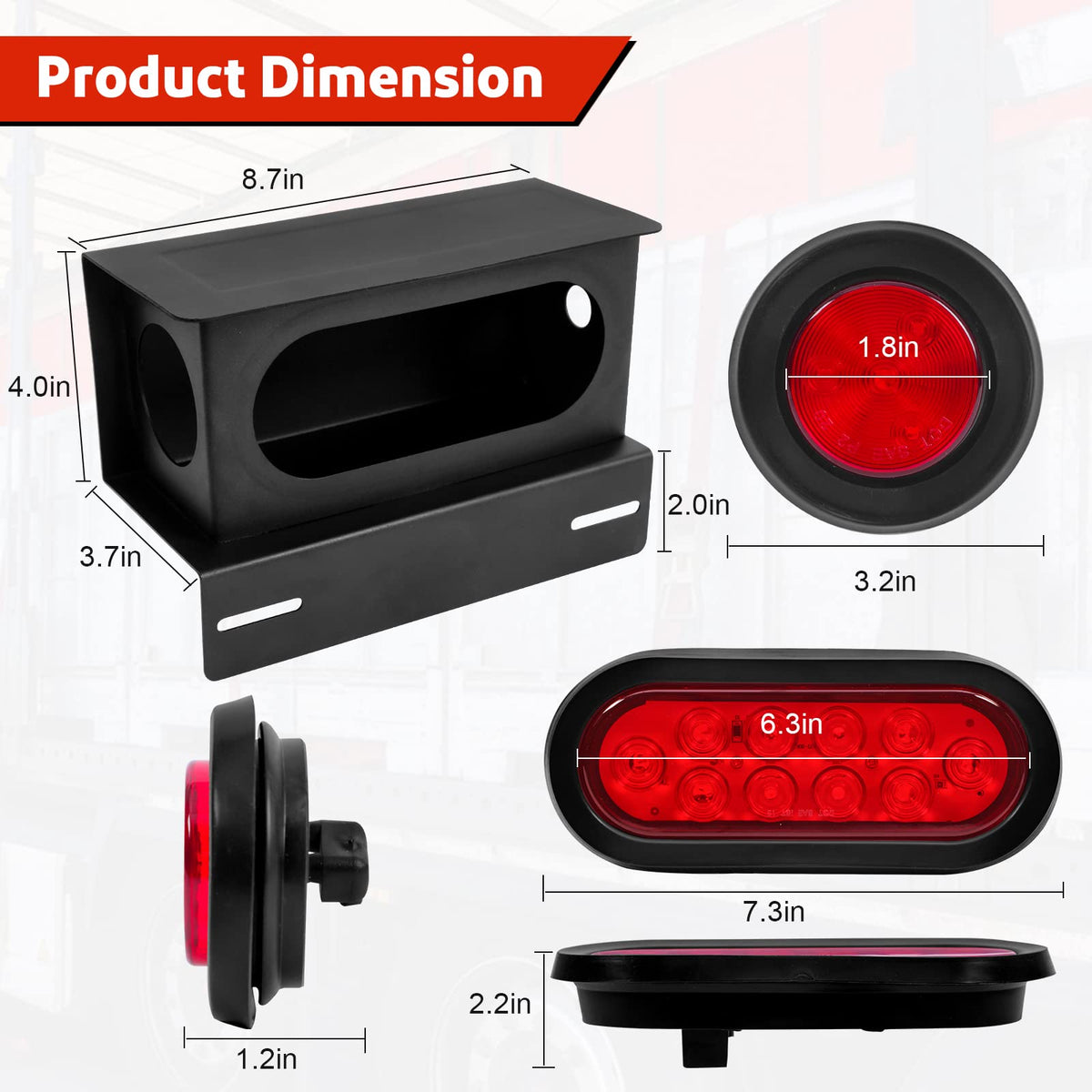 LIMICAR close-up of 6-inch oval LED delivering bright multi-function stopping and signaling