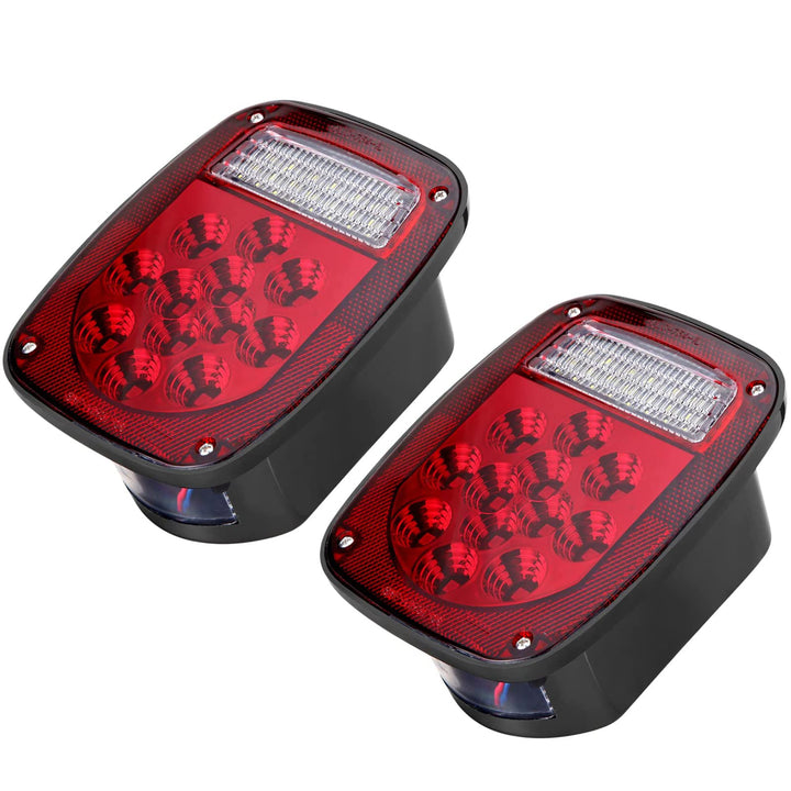 LIMICAR front view of both tail lights showing clear lens and bright LEDs benefit visibility