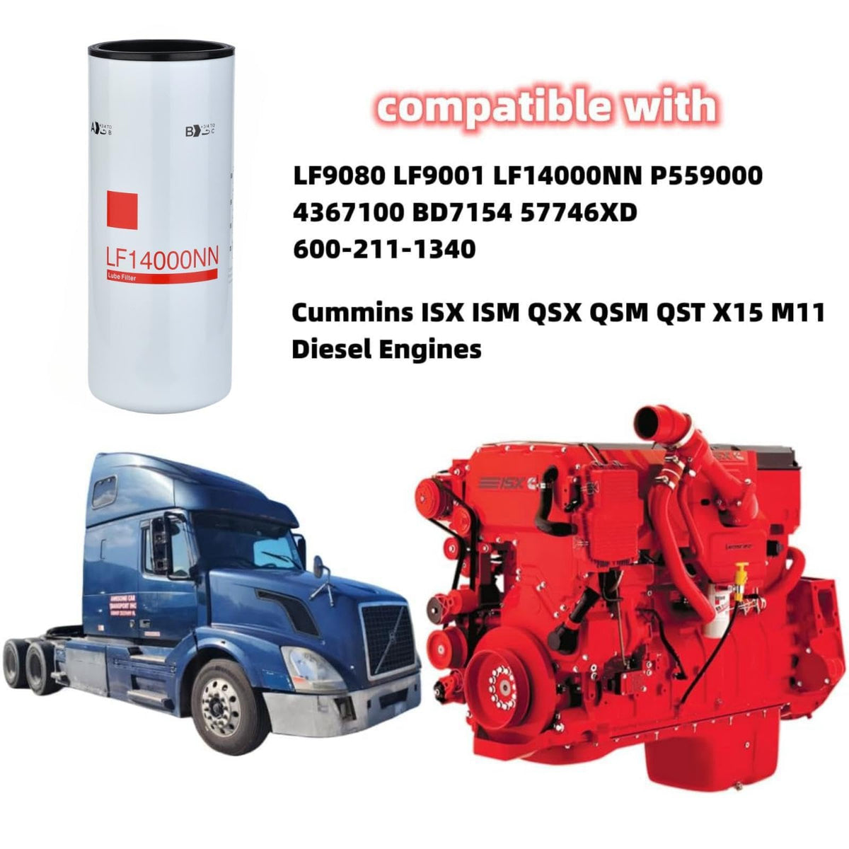 Linageson LF14000NN side label with part numbers visible to confirm compatibility and simplify ordering