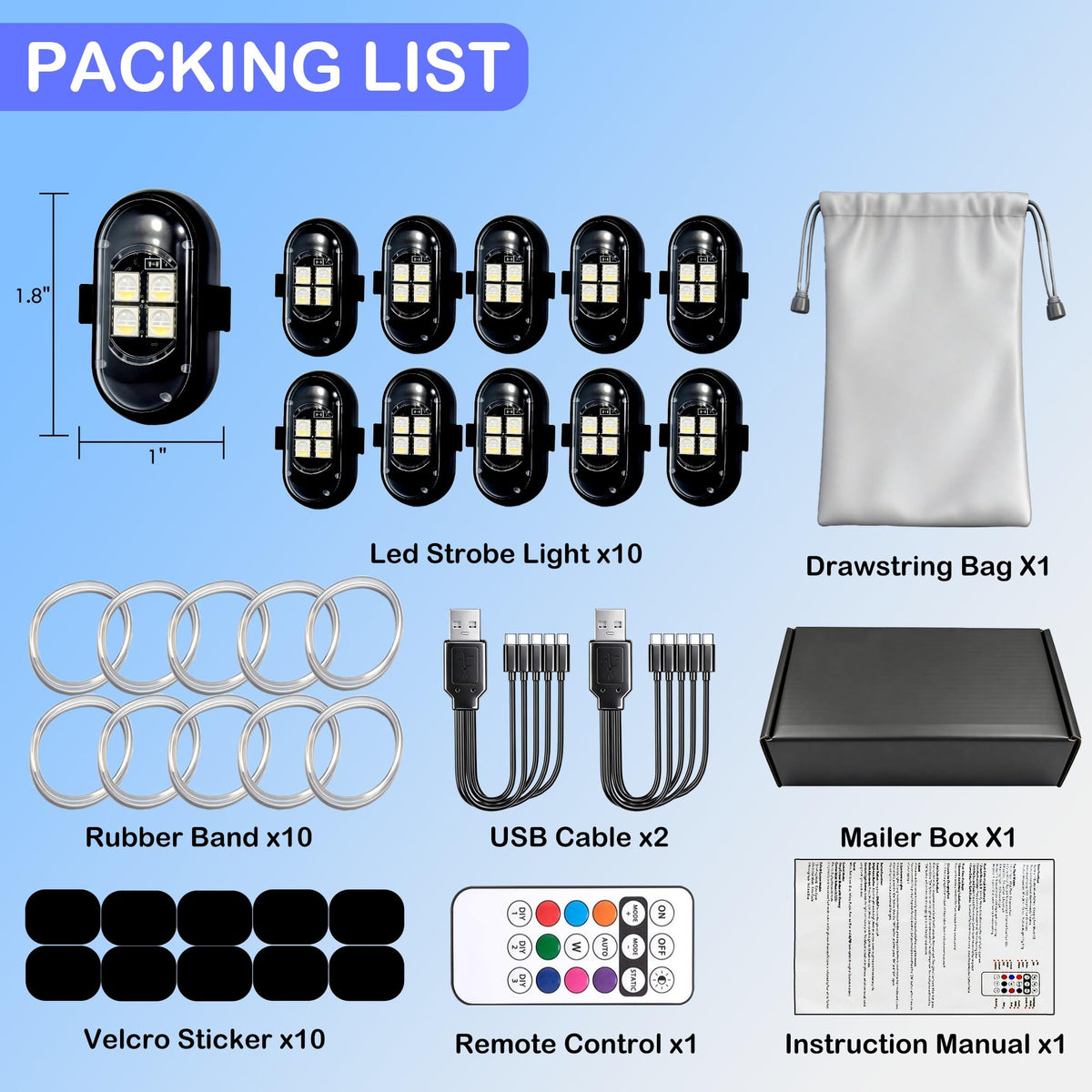LINFGWNF organized accessory kit with Velcro and bands for tool-free mount