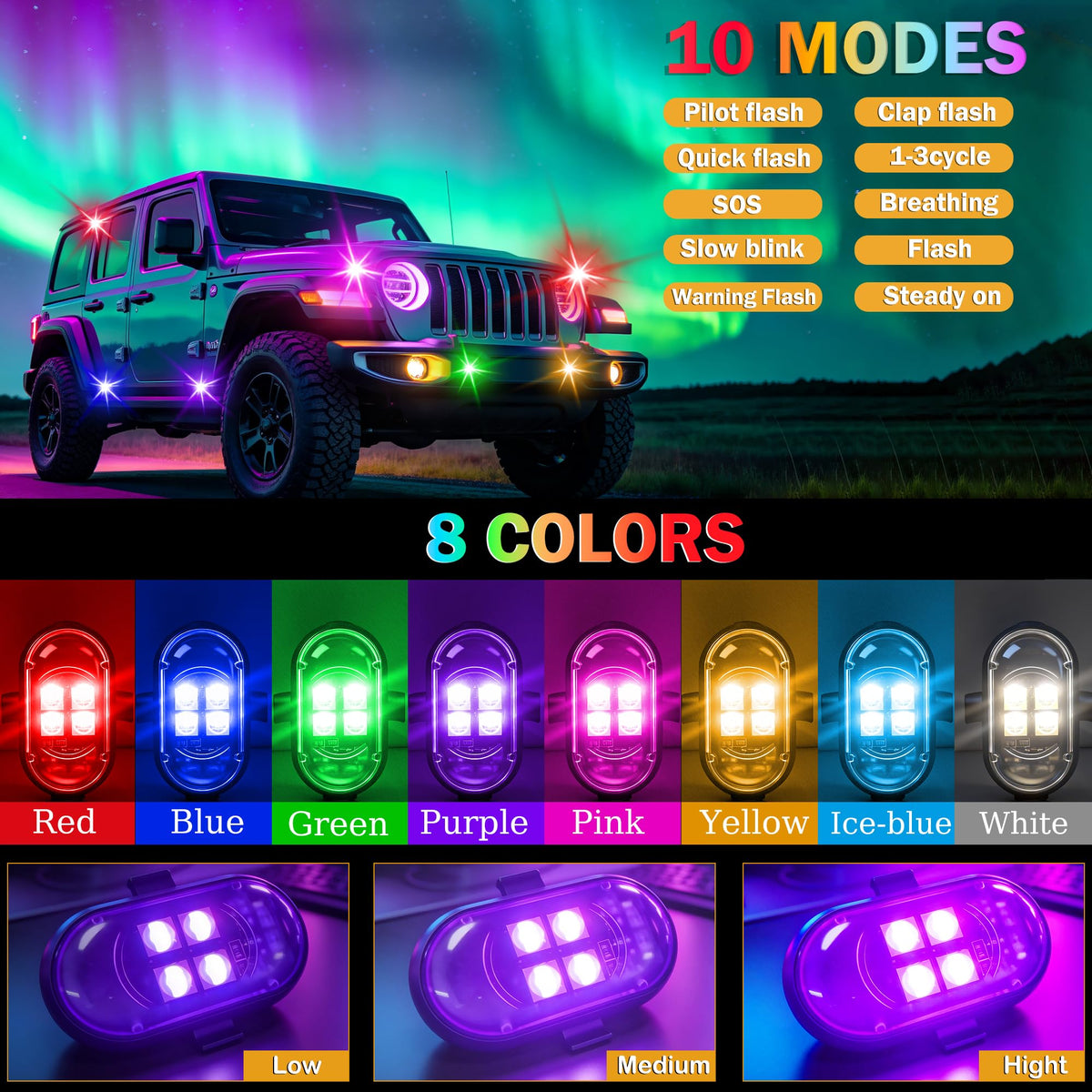 LINFGWNF close-up of four upgraded LED beads highlighting brighter colors