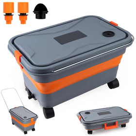 linforking front view showing collapsed and expanded bucket for easy storage