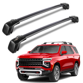 LINGHANG front-mounted crossbars on Tahoe roof showing stable fit and streamlined look