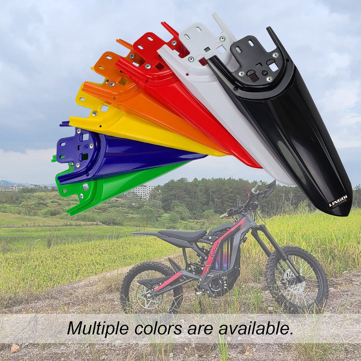 LINGQI RACING matching cushion and side guards displayed to show compatible accessories