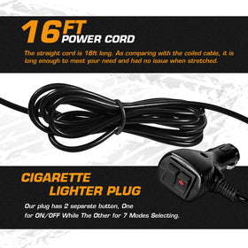 LINKITOM amber strobe 16 ft cord and plug for flexible vehicle placement