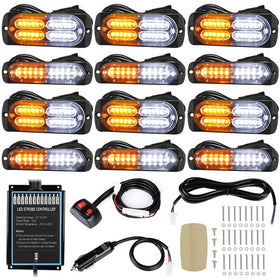 LINKITOM front view of 12pcs strobe kit showing even LED distribution and enhanced visibility