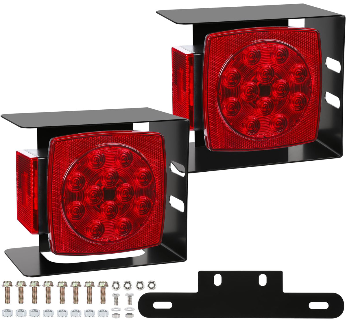 LINKITOM front-facing square LED trailer light showing durable lens and bright LEDs for visibility