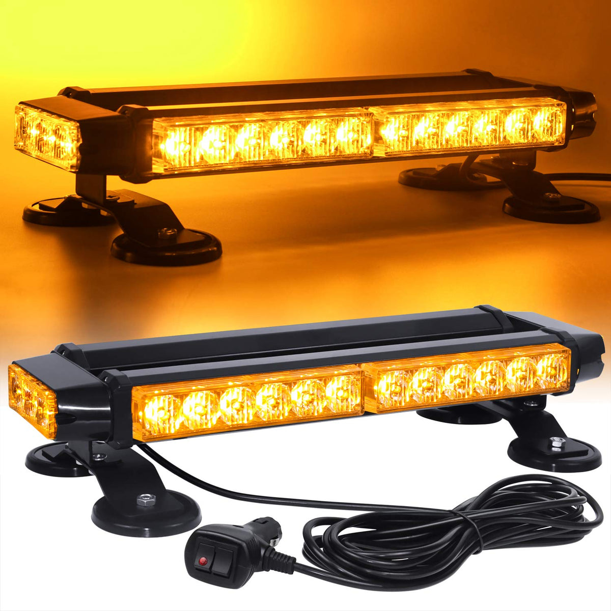 linkitom front view amber light bar showing full-width visibility benefit